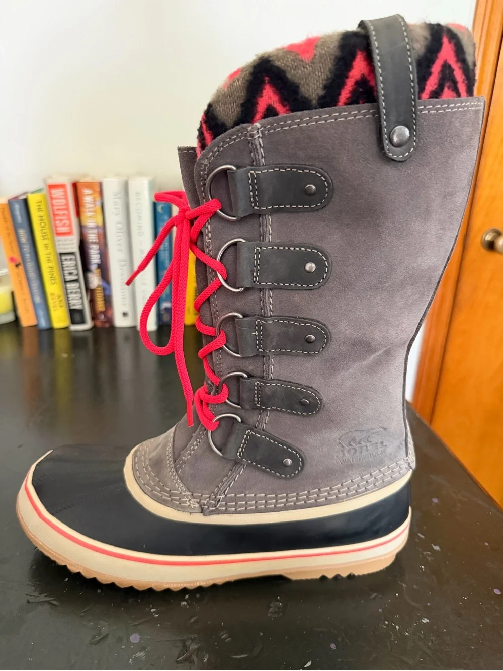 Sorel Women's Gray and Pink Joan of Arctic Waterproof Winter Boots